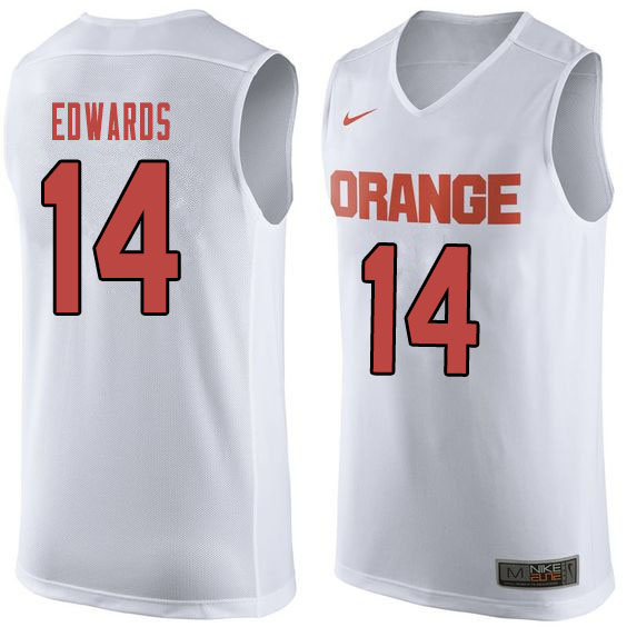 Men #14 Jesse Edwards Syracuse White College Basketball Jerseys Sale-Orange - Click Image to Close